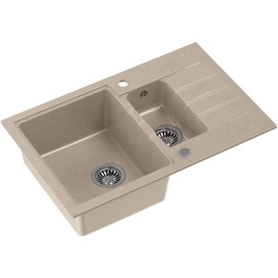 Zlewozmywak z baterią i akcesoriami beżowy / stal HCQP57850BEZK3673500BS Quadron Comfort 156