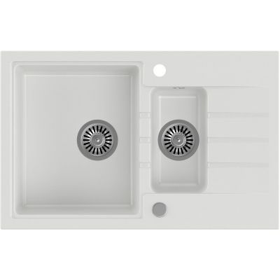 Zlewozmywak z baterią i akcesoriami biały / biały HCQP57850BIK3673500WHM Quadron Comfort 156