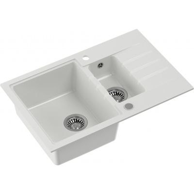 Zlewozmywak z baterią i akcesoriami biały / biały HCQP57850BIK3673500WHM Quadron Comfort 156