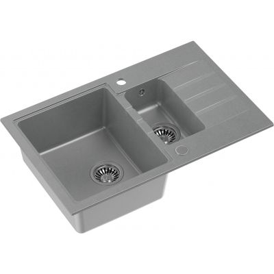 Zlewozmywak z baterią i akcesoriami szary / stal HCQP57850SZ3673500BS Quadron Comfort 156