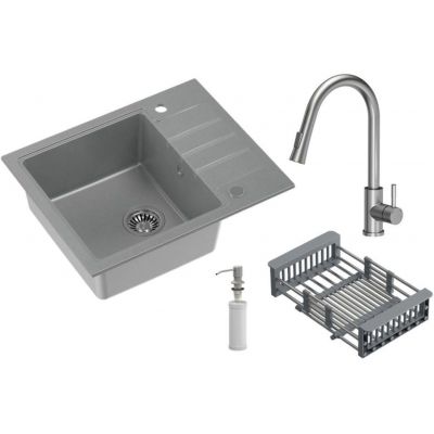 Zlewozmywak z baterią i akcesoriami szary / stal HCQP6250SZK3673500BS Quadron Comfort 116