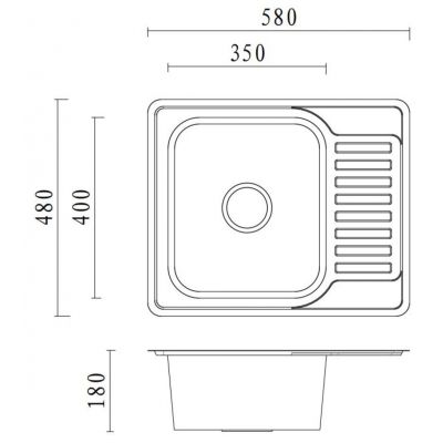 Zlewozmywak stalowy z syfonem 58x48 cm HD116SAT5848 Quadron Kevin
