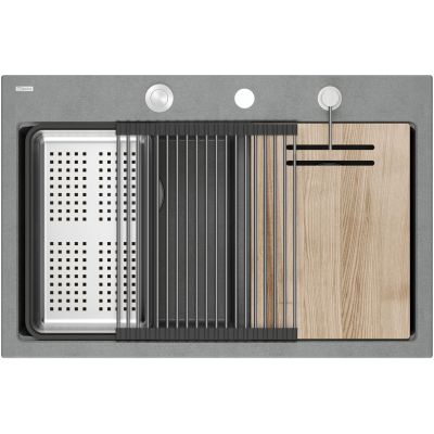 Zlewozmywak GraniteQ 76x50 cm szary/grafitowy/onyx HQC7650U5BS Quadron Marc 120