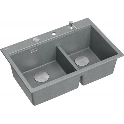 Zlewozmywak GraniteQ 76x50 cm szary/grafitowy/onyx HQC7650U5BS Quadron Marc 120