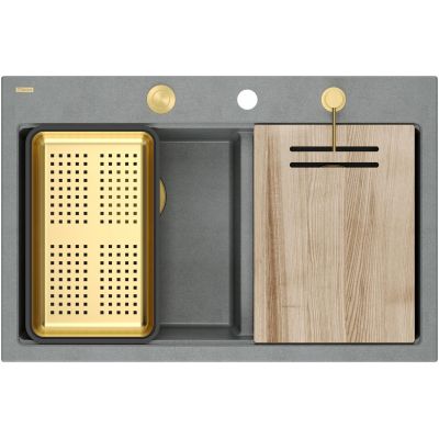 Zlewozmywak GraniteQ 76x50 cm szary/grafitowy/onyx HQC7650U5PVDG1 Quadron Marc 120