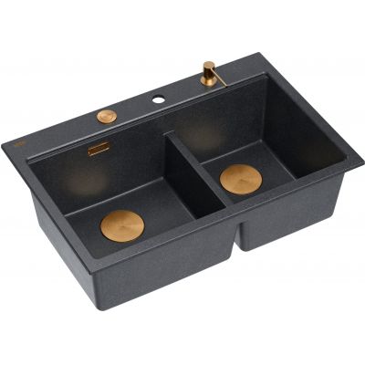 Zlewozmywak GraniteQ 76x50 cm czarny HQC7650U8PVDC1 Quadron Marc 120