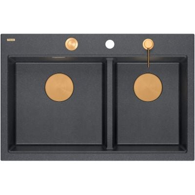 Zlewozmywak GraniteQ 76x50 cm czarny HQC7650U8PVDC1 Quadron Marc 120