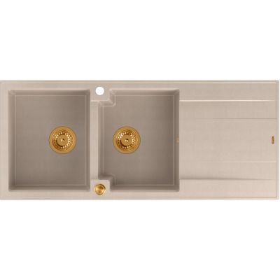 Zlewozmywak GraniteQ 116x50 cm beżowy HQE11650U2PVDC1P2O Quadron Evan