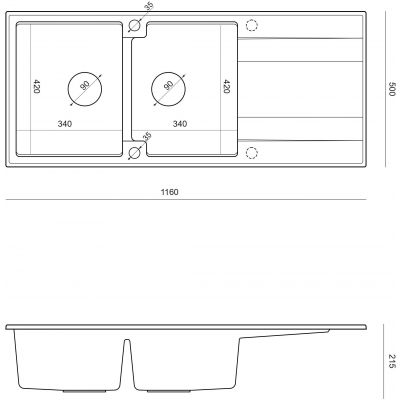 Zlewozmywak GraniteQ 116x50 cm czarny HQE11650U7PVDC1P2O Quadron Evan