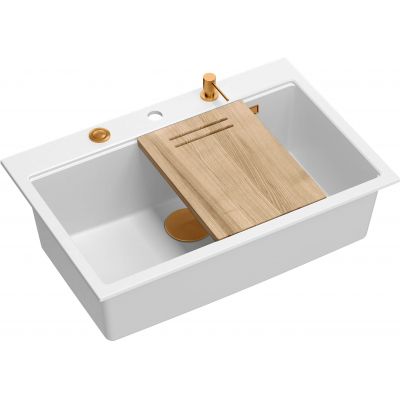 Zlewozmywak GraniteQ 75x49 cm biały HQM7650U1FMPVDC1 Quadron Marc