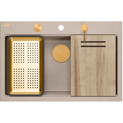 Zlewozmywak GraniteQ 76x50 cm beżowy HQM7650U2PVDC1 Quadron Marc