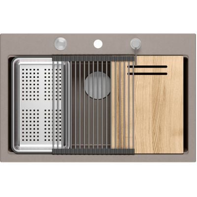 Zlewozmywak GraniteQ 76x50 cm szary/grafitowy/onyx-beżowy HQM7650U4BS Quadron Marc