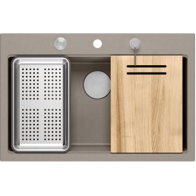 Zlewozmywak GraniteQ 76x50 cm szary/grafitowy/onyx-beżowy HQM7650U4BS Quadron Marc