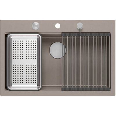 Zlewozmywak GraniteQ 76x50 cm szary/grafitowy/onyx-beżowy HQM7650U4BS Quadron Marc