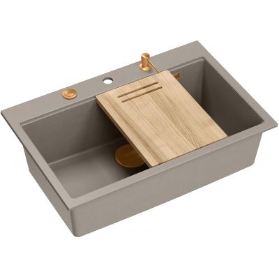 Zlewozmywak GraniteQ 76x50 cm szary/grafitowy/onyx-beżowy HQM7650U4PVDC1 Quadron Marc
