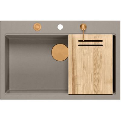 Zlewozmywak GraniteQ 76x50 cm szary/grafitowy/onyx-beżowy HQM7650U4PVDC1 Quadron Marc