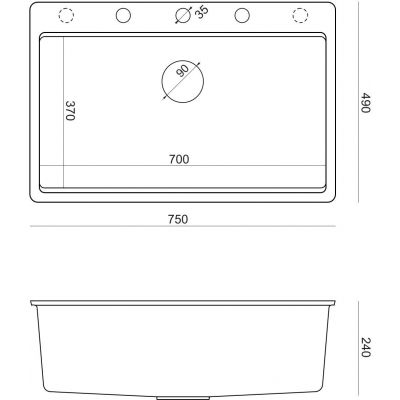 Zlewozmywak GraniteQ 75x49 cm szary/grafitowy/onyx HQM7650U5FMBS Quadron Marc