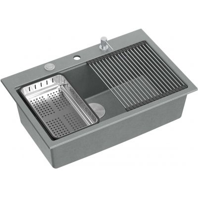 Zlewozmywak GraniteQ 75x49 cm szary/grafitowy/onyx HQM7650U5FMBS Quadron Marc