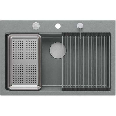 Zlewozmywak GraniteQ 75x49 cm szary/grafitowy/onyx HQM7650U5FMBS Quadron Marc