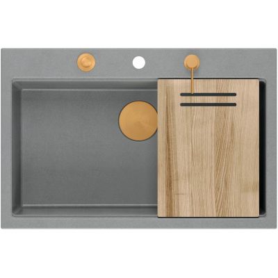 Zlewozmywak GraniteQ 75x49 cm szary/grafitowy/onyx HQM7650U5FMPVDC1 Quadron Marc