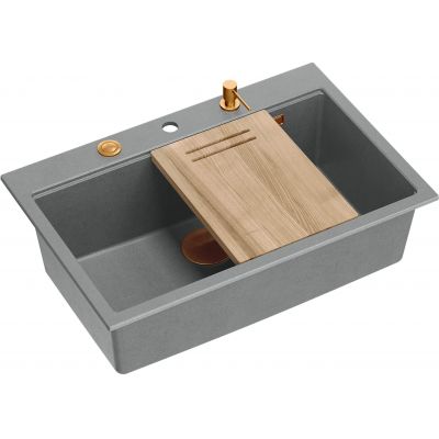 Zlewozmywak GraniteQ 75x49 cm szary/grafitowy/onyx HQM7650U5FMPVDC1 Quadron Marc