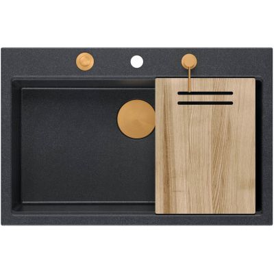 Zlewozmywak GraniteQ 75x49 cm czarny HQM7650U8FMPVDC1 Quadron Marc
