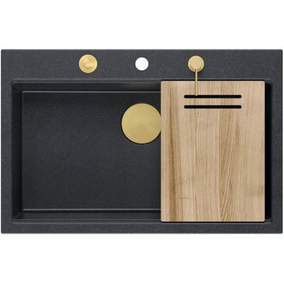 Zlewozmywak GraniteQ 75x49 cm czarny HQM7650U8FMPVDG1 Quadron Marc