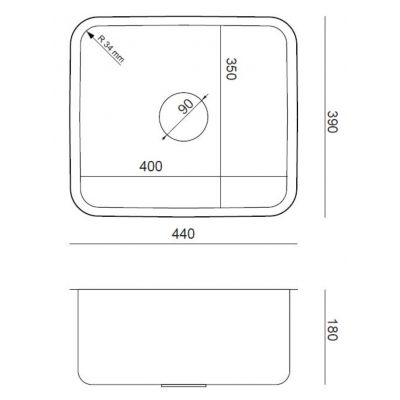 Zlewozmywak stalowy z syfonem 44x39 cm stal KS1U4035BSDBS Quadron Nicolas