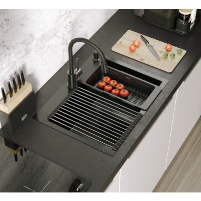 Zlewozmywak z akcesoriami 58x45 cm ZH5845PVDBLM Quadron Luke