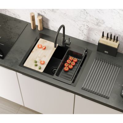 Zlewozmywak z akcesoriami 58x45 cm ZH5845PVDBLM Quadron Luke