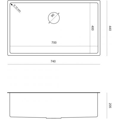 Zlewozmywak stalowy z syfonem 74x44 cm złoty MF7444PVDBSG1 Quadron Anthony