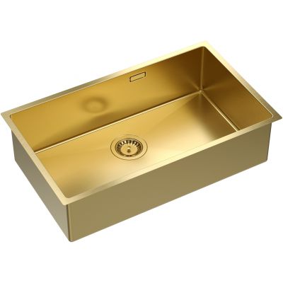 Zlewozmywak stalowy z syfonem 74x44 cm złoty MF7444PVDBSG1 Quadron Anthony