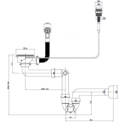 Odpływ zlewozmywakowy OP1SSG4 Quadron Save Space