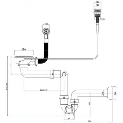 Odpływ zlewozmywakowy OP1SSG6 Quadron Save Space