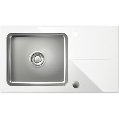 Zlewozmywak szklano-stalowy 77x44 cm ST3577SB1BS Quadron Hugh