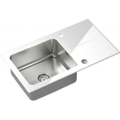 Zlewozmywak szklano-stalowy 77x44 cm ST3577SB1BS Quadron Hugh