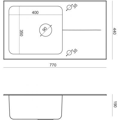 Zlewozmywak szklano-stalowy 77x44 cm czarny ST3577SC1BS Quadron Hugh