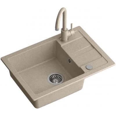 Zlewozmywak z baterią beżowy / beżowy TQ6244GSBEZ Quadron Go Smart