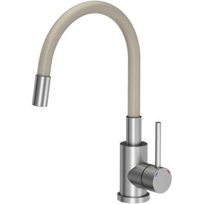 Zlewozmywak z baterią i dozownikiem beżowy / stal TQ7744RMBEZ Quadron Ready Max