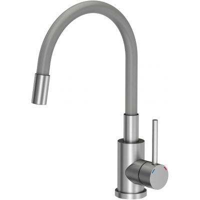 Zlewozmywak z baterią i dozownikiem szary / stal TQ7744RMSZ Quadron Ready Max