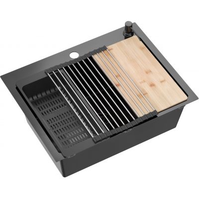 Zlewozmywak z akcesoriami 58x45 cm ZH5845PVDBLM Quadron Luke