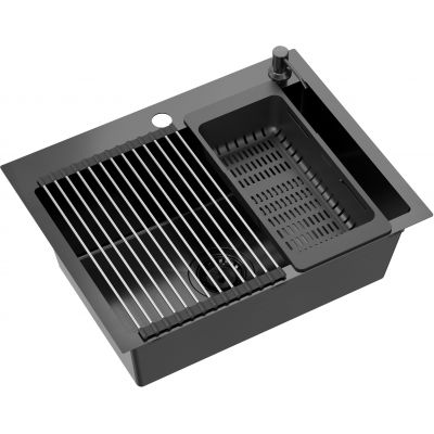 Zlewozmywak z akcesoriami 58x45 cm ZH5845PVDBLM Quadron Luke