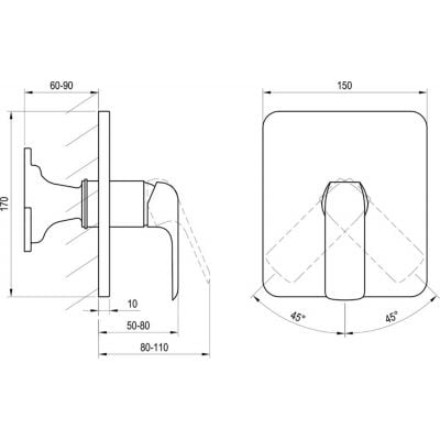 Bateria prysznicowa podtynkowa chrom X070124 Ravak Flat