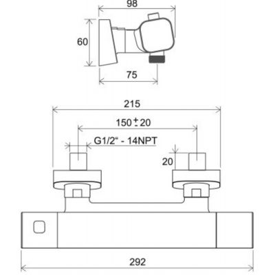 Bateria prysznicowa ścienna termostatyczna chrom X070140 Ravak 10° Free