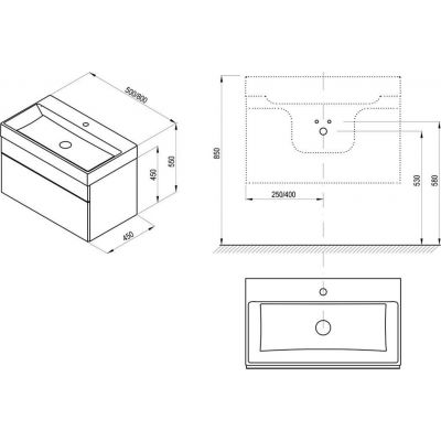 Szafka 50x45x45 cm podumywalkowa wisząca biała X000001051 Ravak Natural