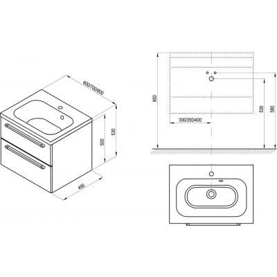 Szafka 60x49x50 cm podumywalkowa wisząca biała X000001744 Ravak Chrome