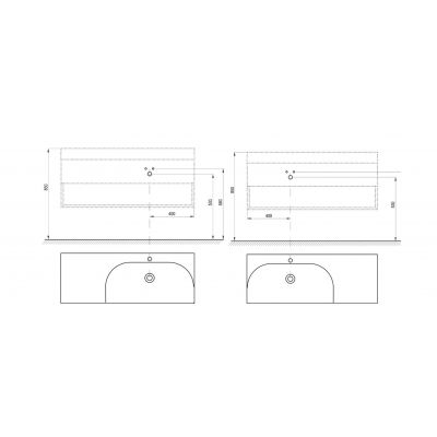 Szafka 120x45x43 cm podumywalkowa wisząca szara X000001883 Ravak Lite