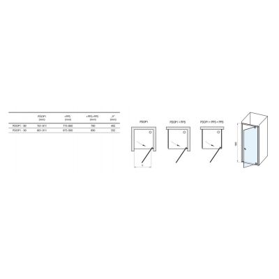 Drzwi prysznicowe 90 cm uchylne 03G70100Z1 Ravak Pivot