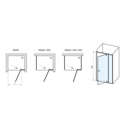 Drzwi prysznicowe 110 cm uchylne 03GD0U00Z1 Ravak Pivot