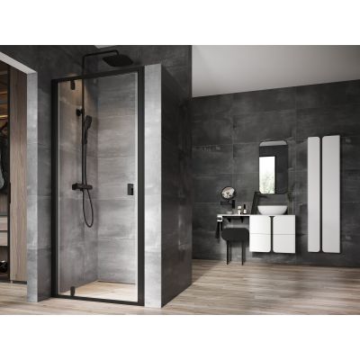 Drzwi prysznicowe 80 cm uchylne czarny mat/szkło przezroczyste 03O40300Z1 Ravak Nexty